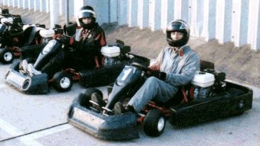caught on CCTV stealing two go-carts, minutes later driver 2 careers into driver 1 who narrowly escapes death