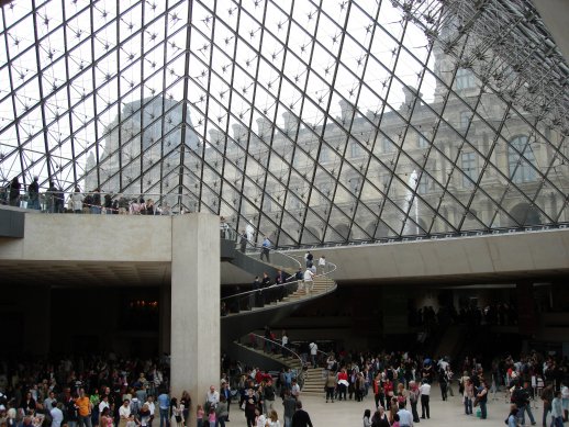 Inside the Louvre entrance hall