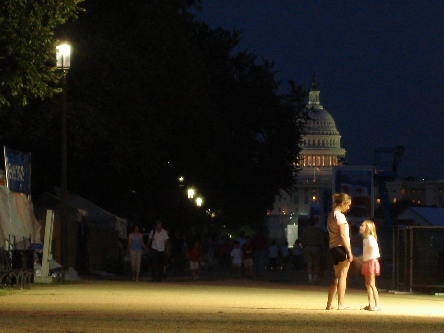 The Capitol with big and little sister under the spotlight