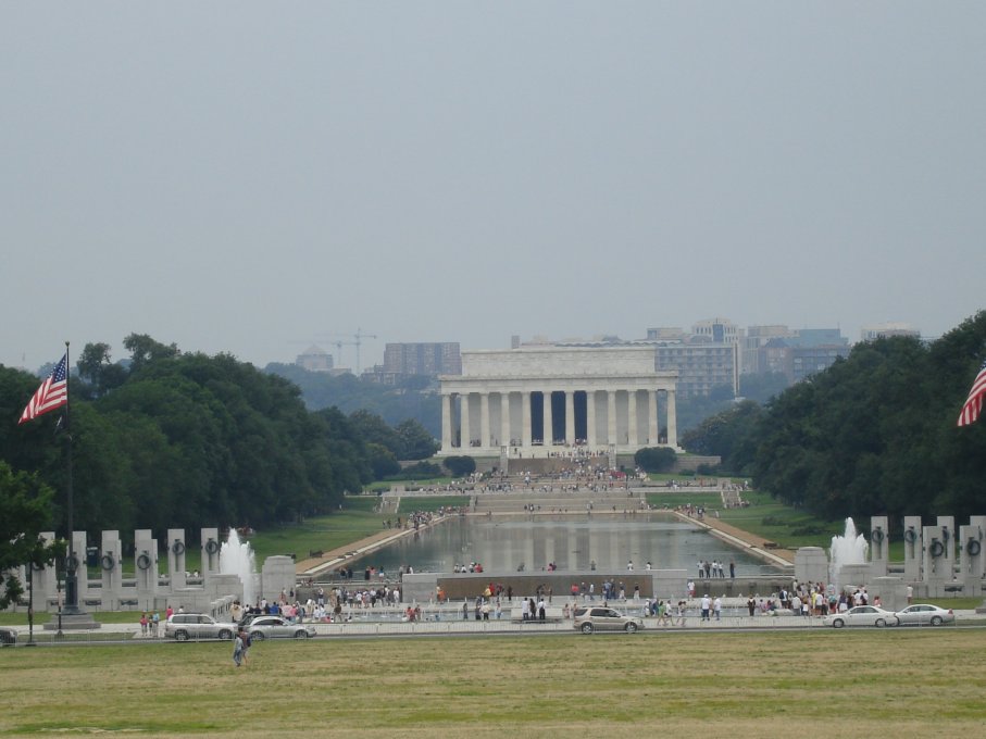 Beyond the Washington monument past the pool