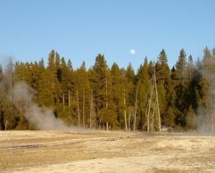 The beautiful Yellowstone National Park shortly before sunset.